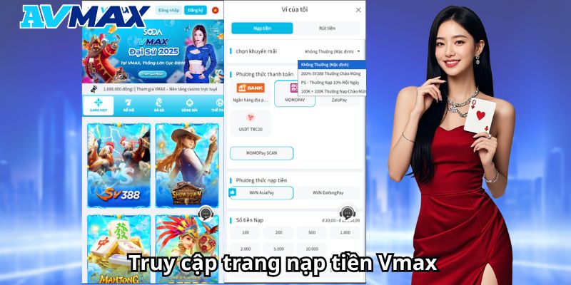 Các bước nạp tiền tại Vmax